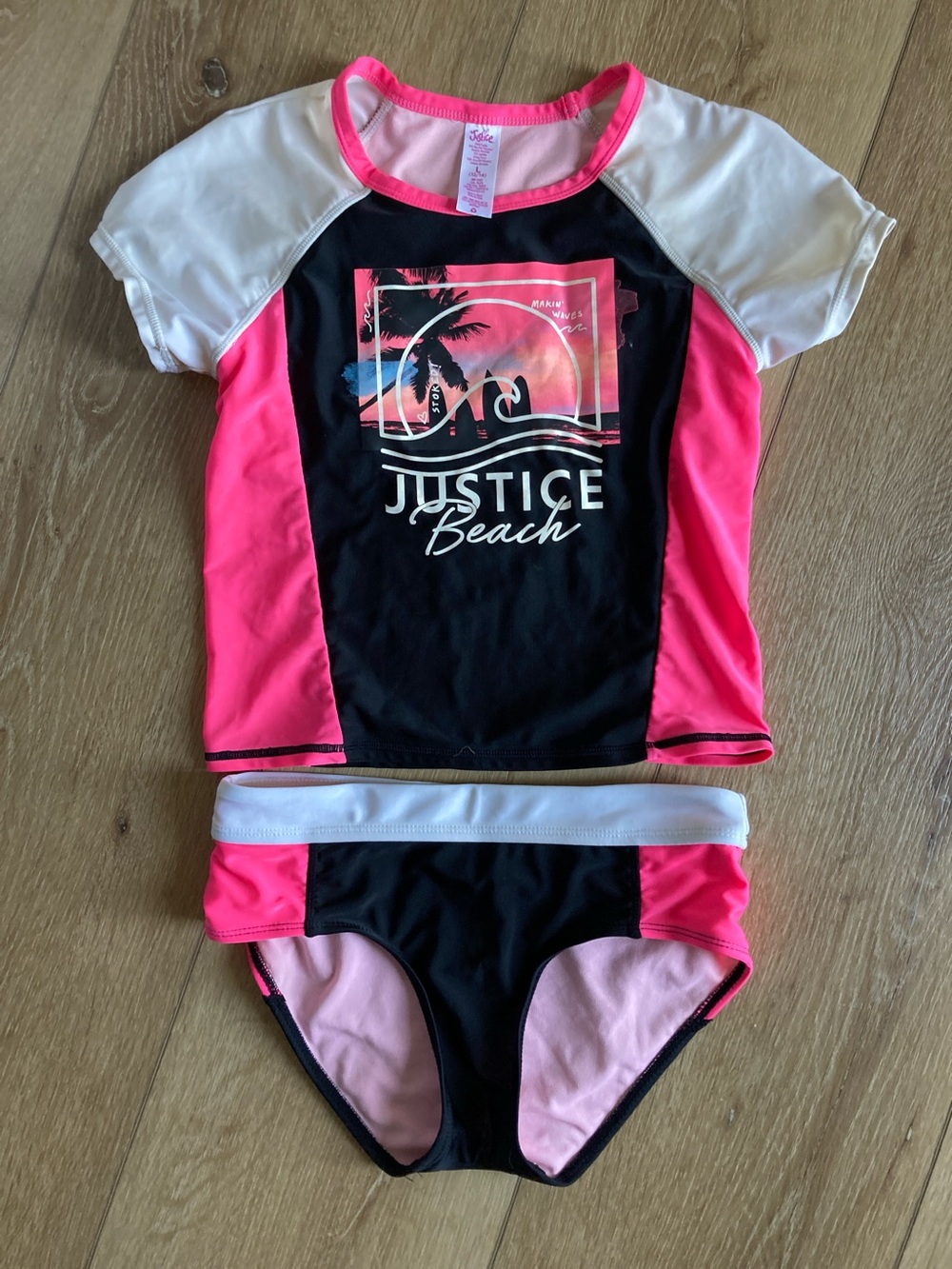 Girls Justice Rash guard swimsuit size L 10/12